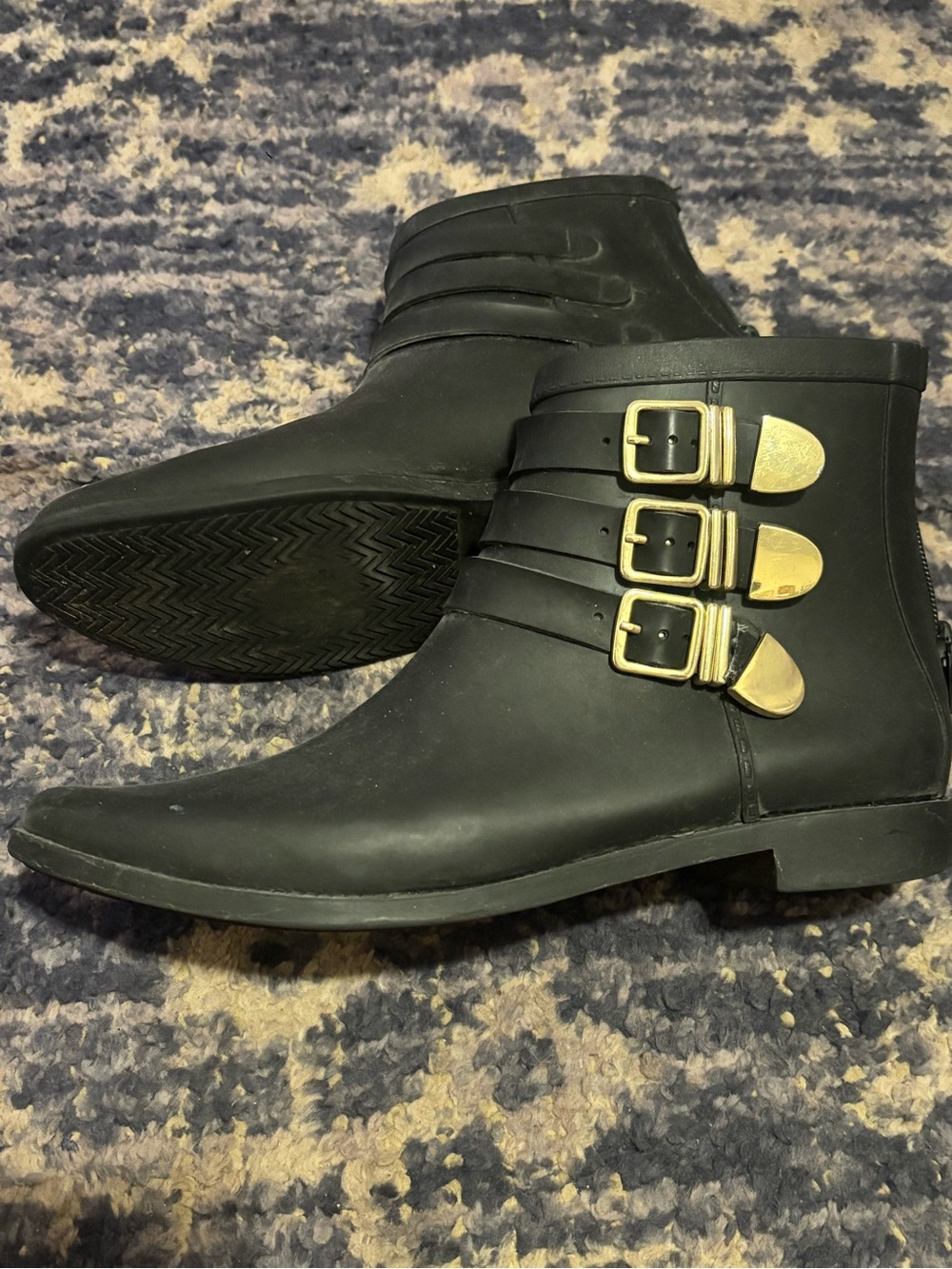 Loeffler Randall Ankle Rain Boots with Triple Buckle